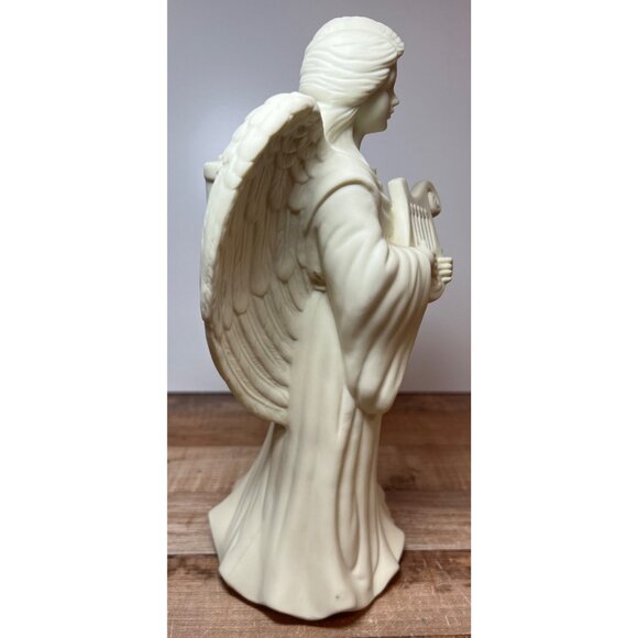 Partylite Vintage White Ceramic Angel Figurine With Wings & Harp Candle Holder - Picture 3 of 8
